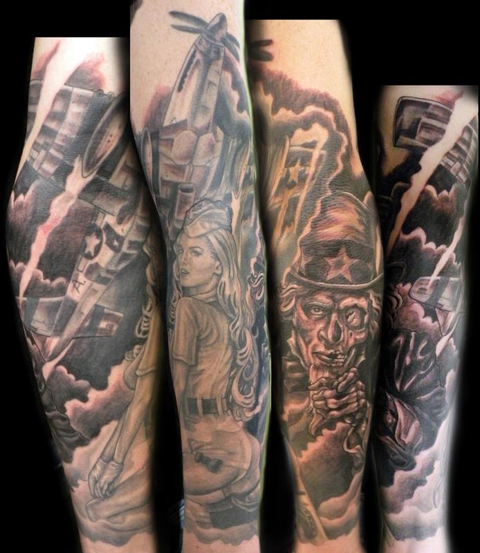 military sleeve by Mathew Hays TattooNOW